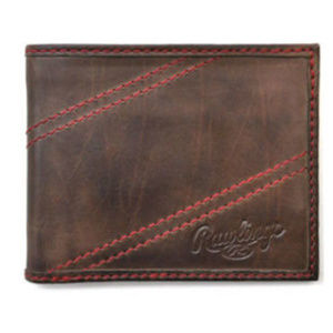 Vintage Rawlings 2 Red Strike Brown Leather Wallet